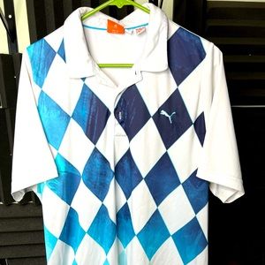 Puma Golf Men’s Polo Shirt XL Dry Cell White / Blue Diamond